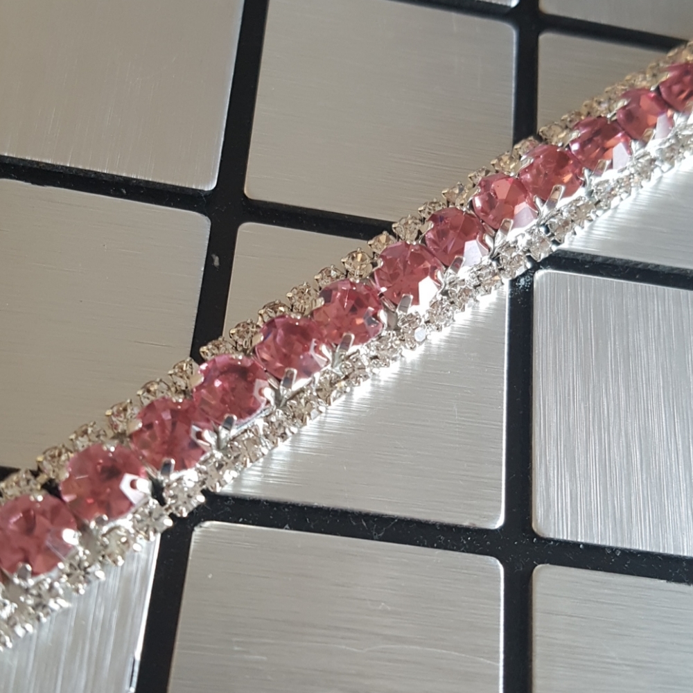 Silver Bracelet AAA with Light Pink Austrian Zircon